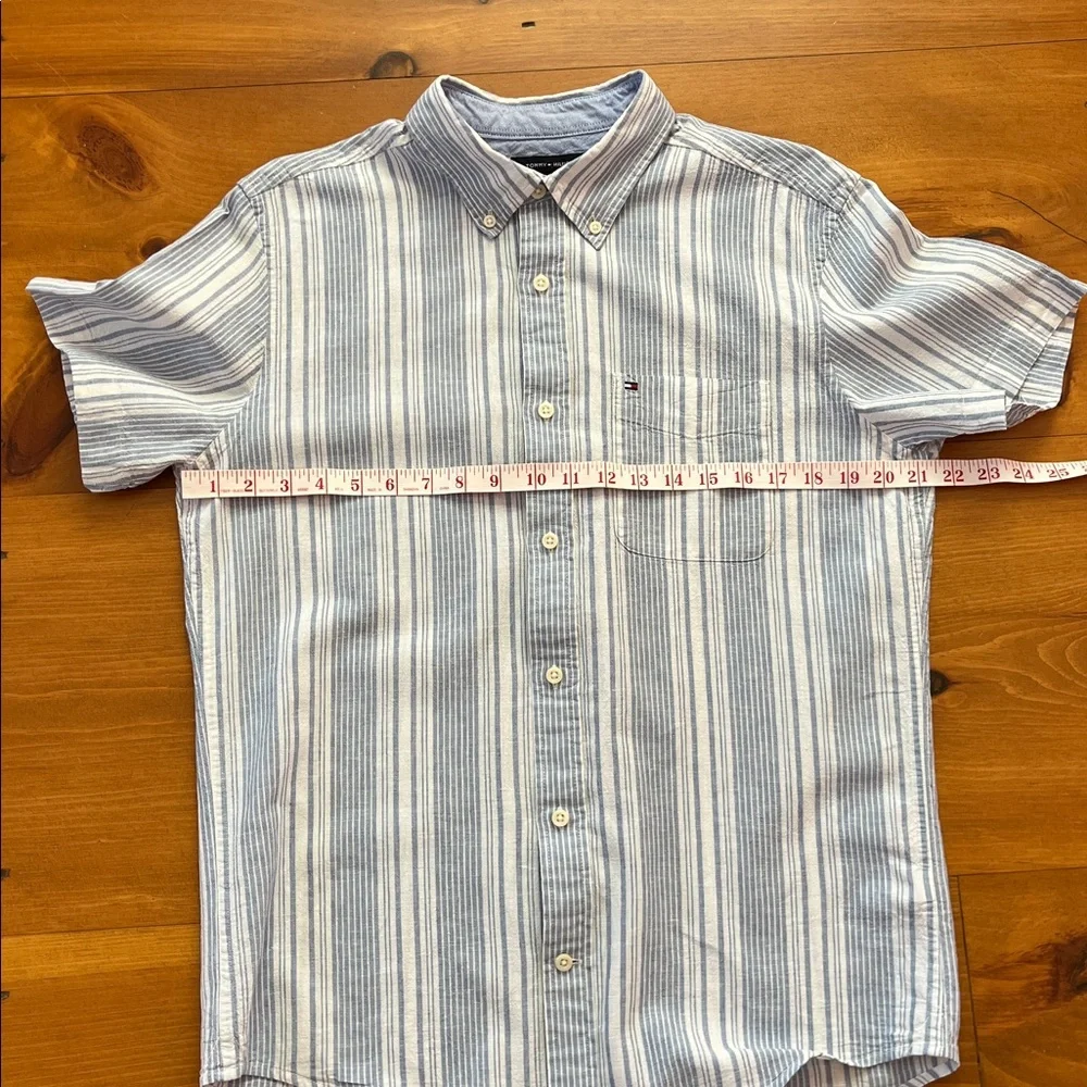 Tommy Hilfiger Striped Linen Short Sleeve Shirt Sz M